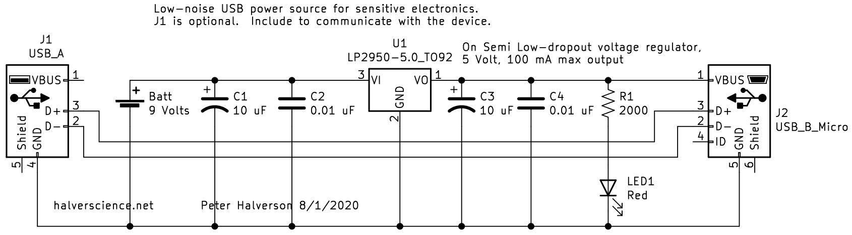 <strong>Low-noise power source for USB devices schematic. </strong>