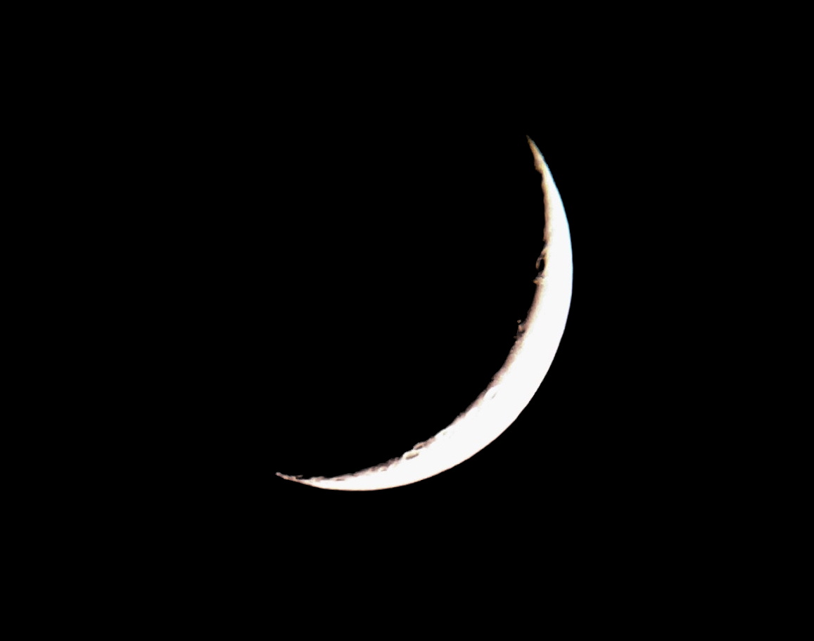 Waxing crescent Moon taken through the telescope